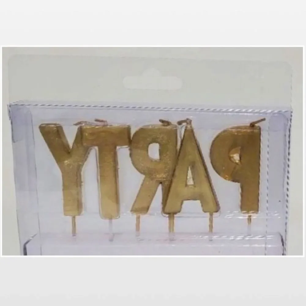 New Live Laugh Celebrate Candle Set Gold Birthday Party Glitter Sparkle NWT